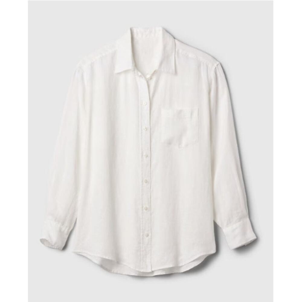 Old Navy Women’s Boyfriend Button Down Shirt White Long Sleeve Oversized Top S